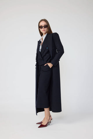 Agueda Coat - Midi-length coat in navy
