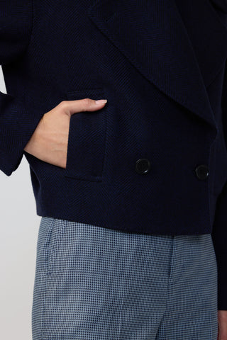 Ashford Coat - Double breasted bomber jacket in navy