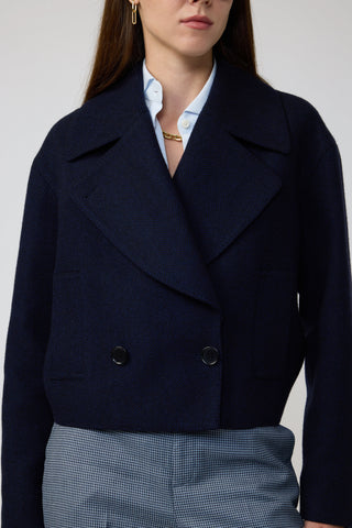 Ashford Coat - Double breasted bomber jacket in navy