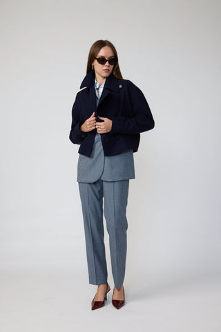 Ashford Coat - Double breasted bomber jacket in navy