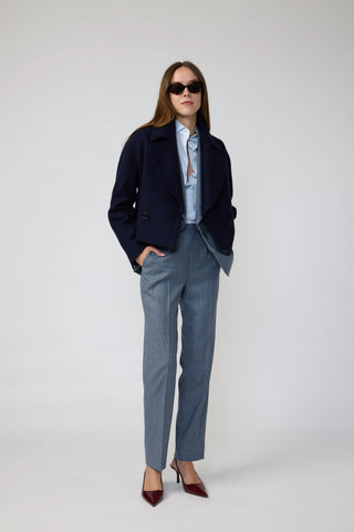Ashford Coat - Double breasted bomber jacket in navy