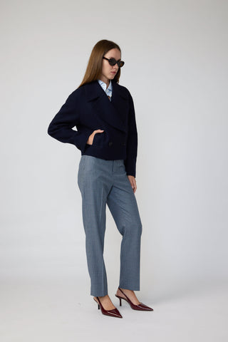 Ashford Coat - Double breasted bomber jacket in navy