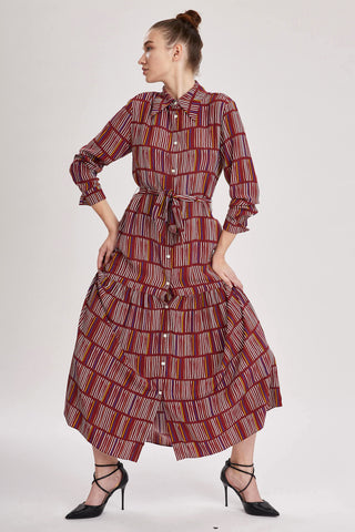 Cornwall Dress - Maxi shirt dress detailed with belt and side pockets