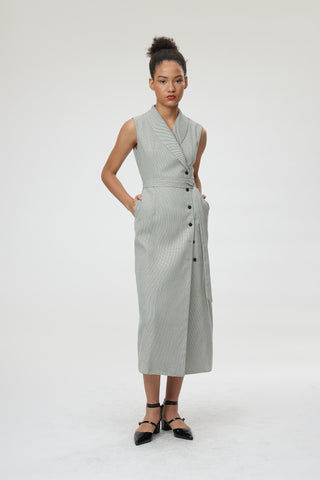 Genoa Dress - Maxi wrap dress in black & white