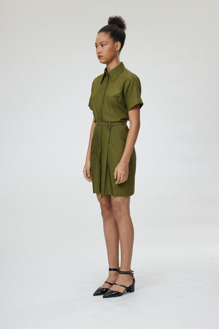 Matera Dress - Mini shirt dress in olive green