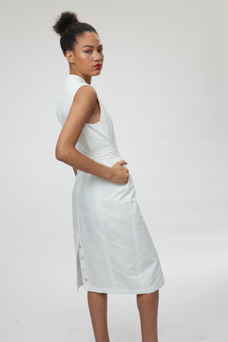 Pavia Dress - Tailored sleeveless dress in white