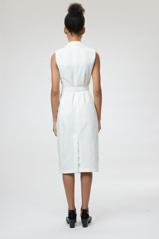 Pavia Dress - Tailored sleeveless dress in white