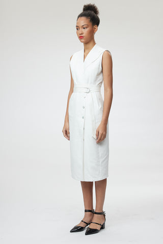 Pavia Dress - Tailored sleeveless dress in white