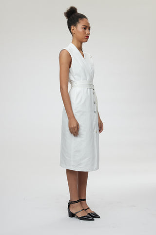 Pavia Dress - Tailored sleeveless dress in white