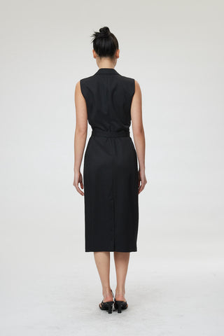 Pavia Dress - Tailored sleeveless dress in black