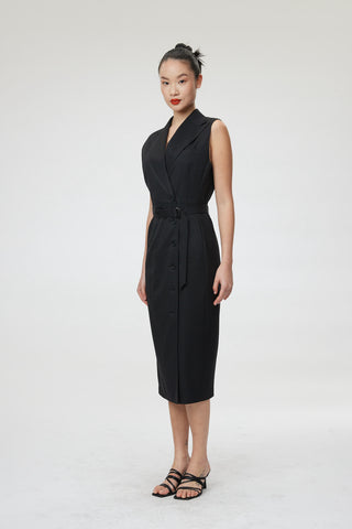 Pavia Dress - Tailored sleeveless dress in black