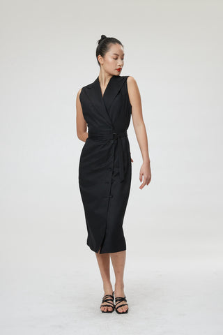 Pavia Dress - Tailored sleeveless dress in black