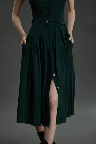 Fatima Dress - Maxi silk dress in green