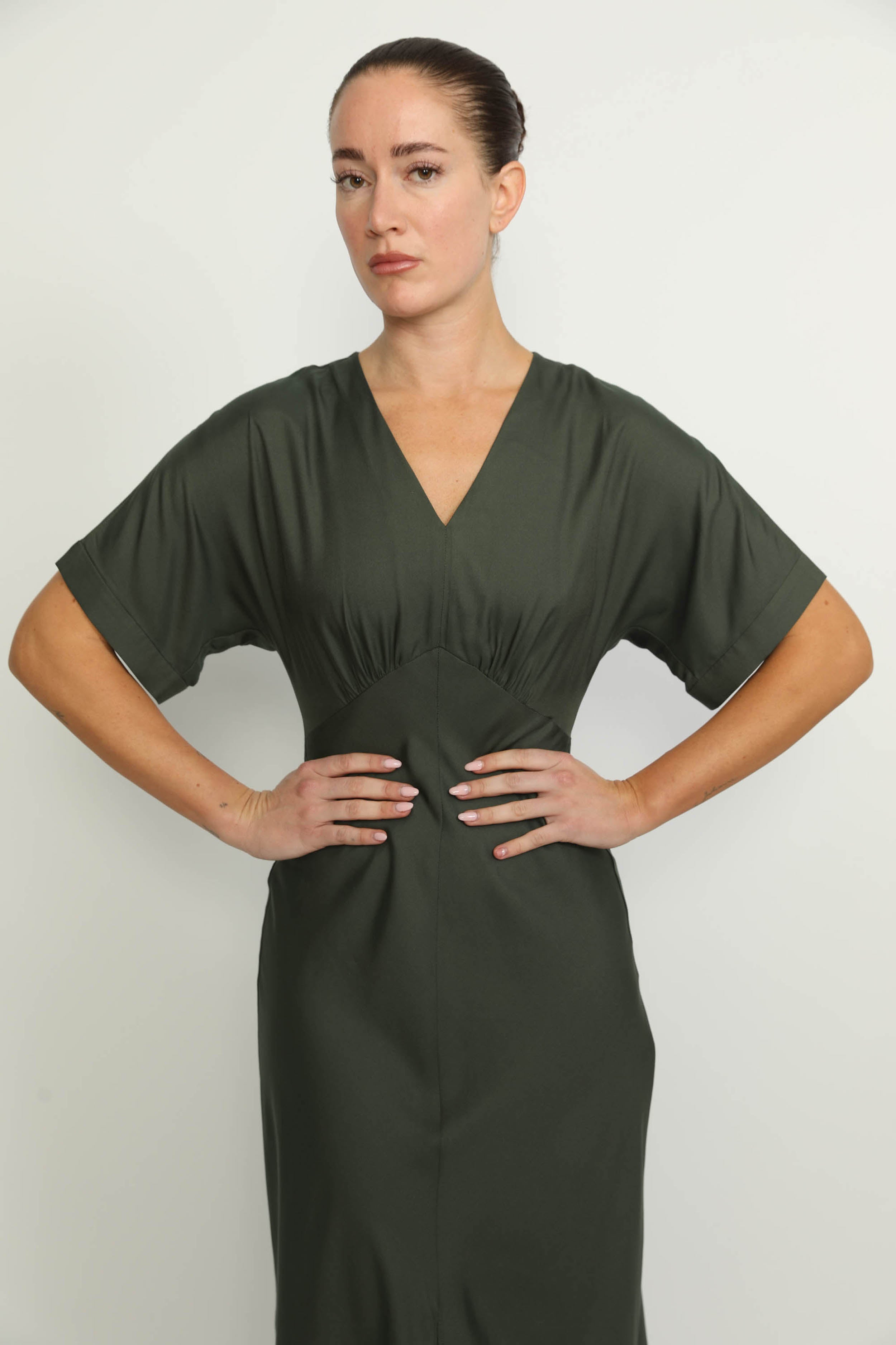 Bologna Dress - Bologna Forest Green A-line Flare Dress FREY. Bologna Dress - Bologna Forest Green A-line Flare Dress FREY.