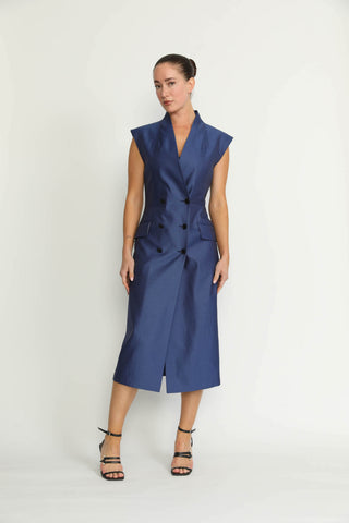 Lausanne Dress - Lausanne Tailored Navy Midi Dress