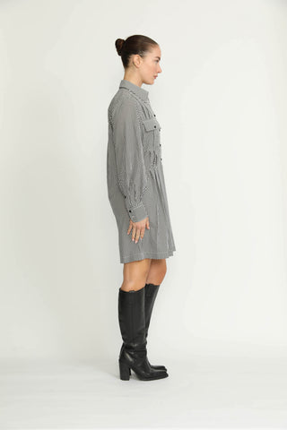 Pully Dress - Pully Short Shirt Dress in Black Polkadot