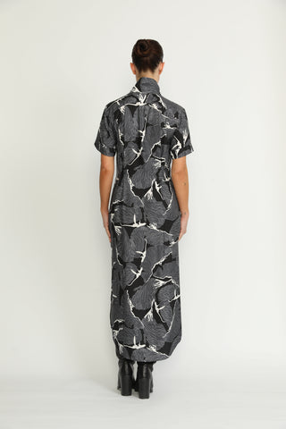 Port Dress - Port Relaxed Maxi Dress in Black Petal Print