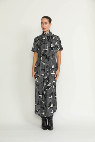 Port Dress - Port Relaxed Maxi Dress in Black Petal Print