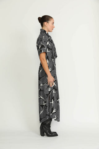 Port Dress - Port Relaxed Maxi Dress in Black Petal Print