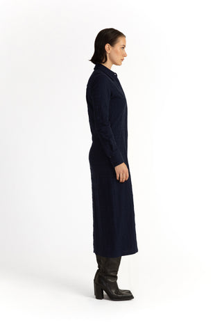 Arboga Shirt Dress - Midi shirt dress in navy blue