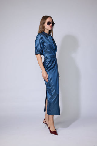 Rome Dress- Midi dress in teal blue