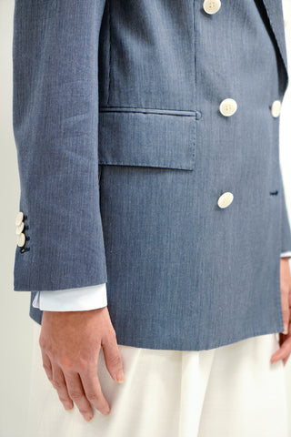 Bristol Jacket - Double-breasted jacket in denim blue pinstripe