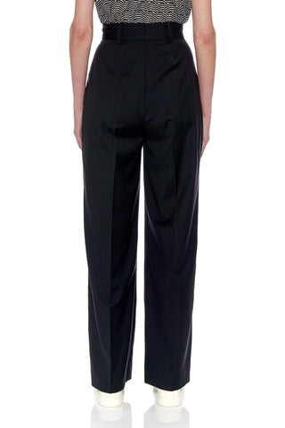 Almeria Trousers - Wide Leg, High Waisted Long Trousers in Black