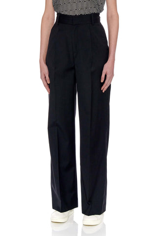 Almeria Trousers - Wide Leg, High Waisted Long Trousers in Black