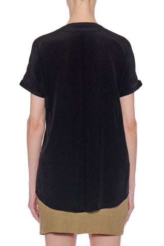 Lleida Top - Short sleeve loose fit summer blouse in black