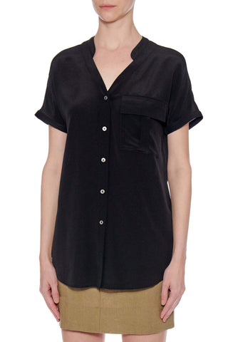 Lleida Top - Short sleeve loose fit summer blouse in black