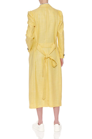 Santander Coat - Classic long coat with notched lapel in yellow