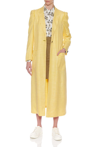 Santander Coat - Classic long coat with notched lapel in yellow