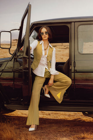 Maia Waistcoat - Classic waistcoat in yellow ochre