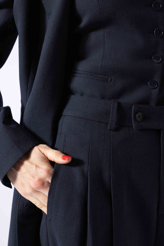 Bolsward Trousers- Straight leg pleated trousers in navy