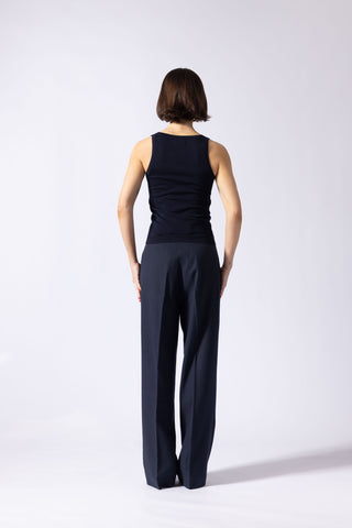Bolsward Trousers- Straight leg pleated trousers in navy