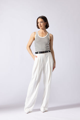 Bolsward Trousers - Straight leg pleated trousers in ivory