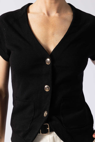 llion Top - V-neck knit top in black