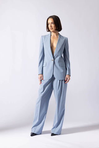 Amora Jacket - Single-breasted suit jacket in pale blue