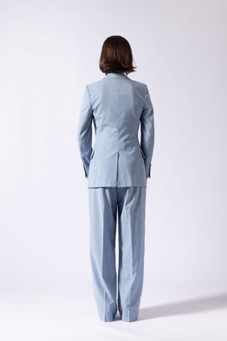 Bolsward Trousers - Straight leg pleated trousers in pale blue