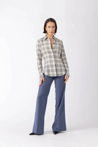 Bordeaux Trousers - Bootcut trousers in dusty blue