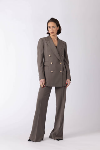 Amsterdam Jacket - Double-breasted fitted jacket in brown