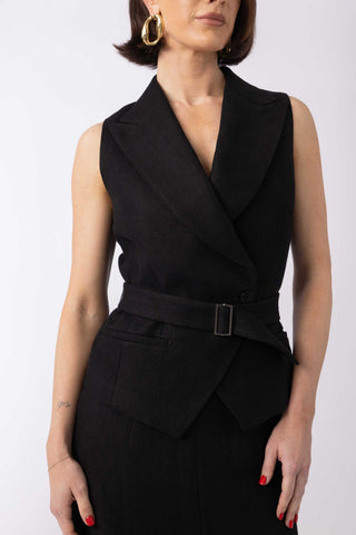 Arta Waistcoat - Double breasted waistcoat in black