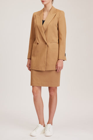 Brentford Jacket - Relaxed fit suit jacket in camel cotton twill