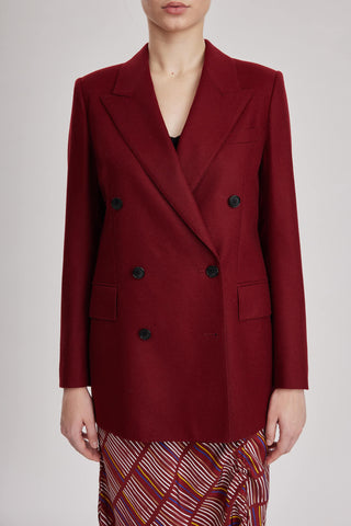 Bristol Jacket - Classic double breasted suit jacket in red wine wool