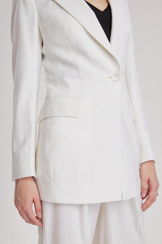 Broxbourne Jacket - Single breasted fitted jacket in white wool