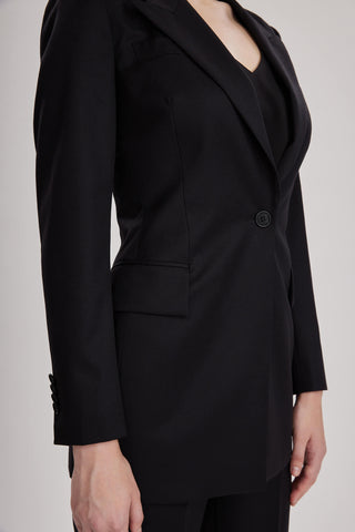 Broxbourne Jacket - Single breasted fitted jacket in black wool