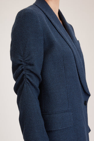 Kingston Jacket - Relaxed fit, double breasted jacket in denim blue basketweave