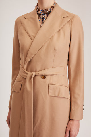 Darlington Jacket - Double breasted long suit jacket in pure beige wool