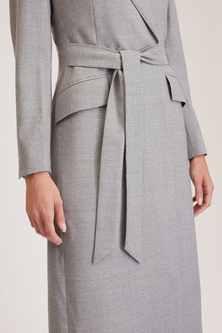 Darlington Jacket - Double breasted long jacket in light grey pure wool