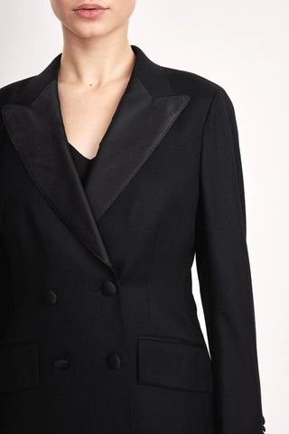 Norwich Jacket- Limited Edition - Double breasted slim fit tuxedo jacket in black wool